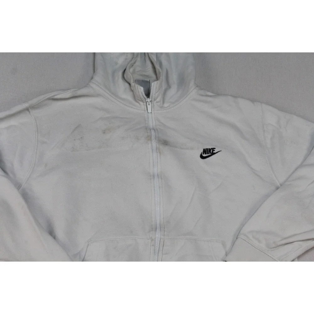 Nike Women White Sweater Hoodie Full Zip Long Sleeve Casual Size XXL